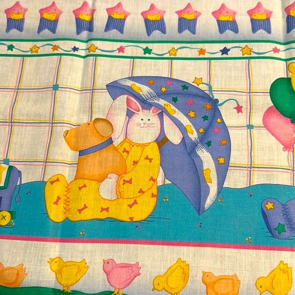 Vintage 1999 Leslie Beck Cranston Print Sewing Quilting 1yd+ Bunny Bears Border - Picture 6 of 8